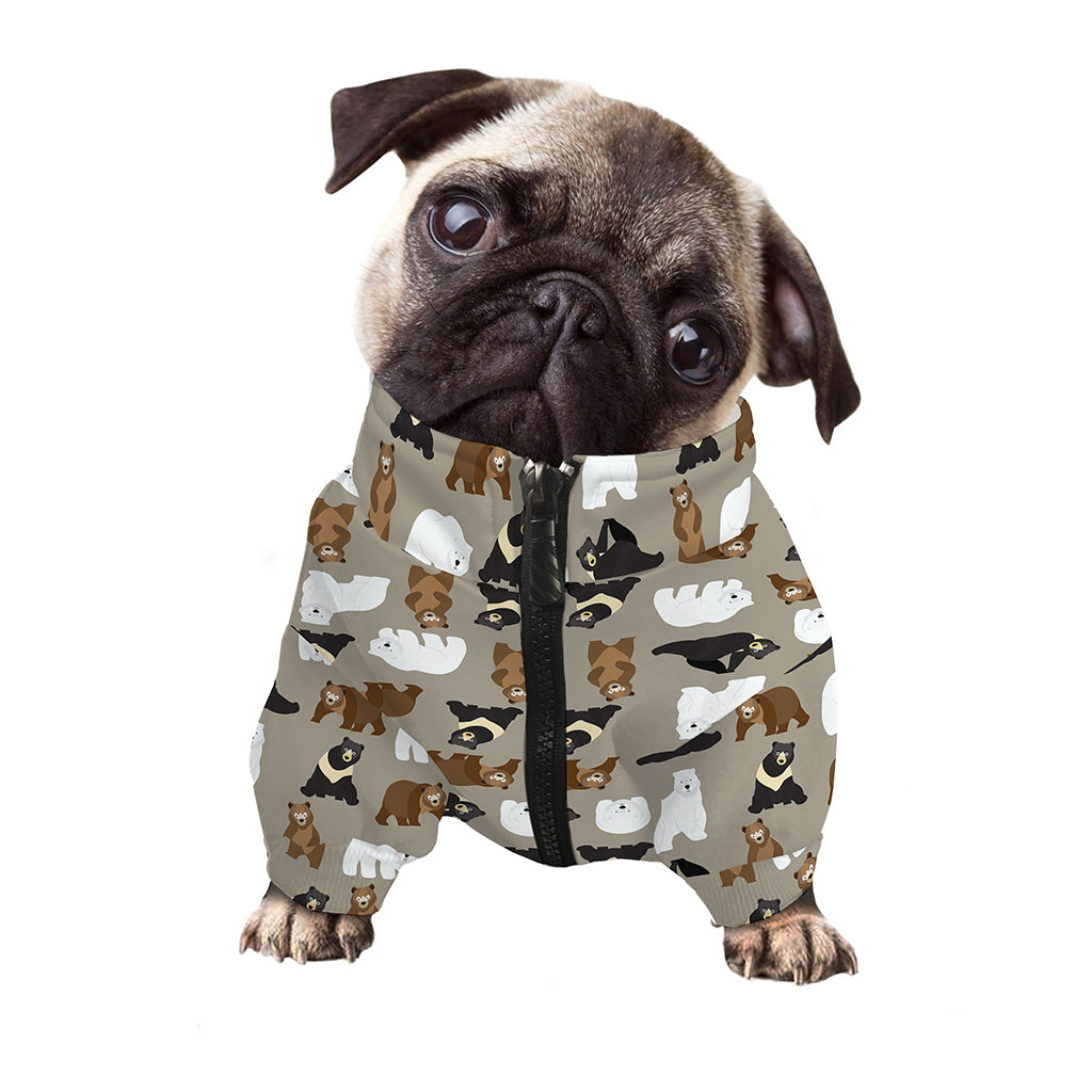 Cute Bear Pattern Print Dog Zip Up Jacket
