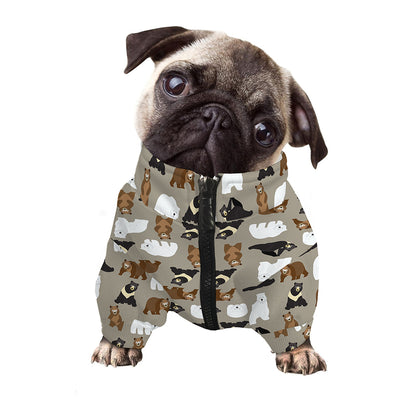Cute Bear Pattern Print Dog Zip Up Jacket