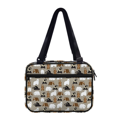 Cute Bear Pattern Print Double Strap Bible Bag