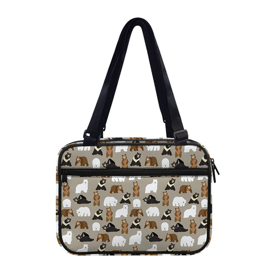 Cute Bear Pattern Print Double Strap Bible Bag