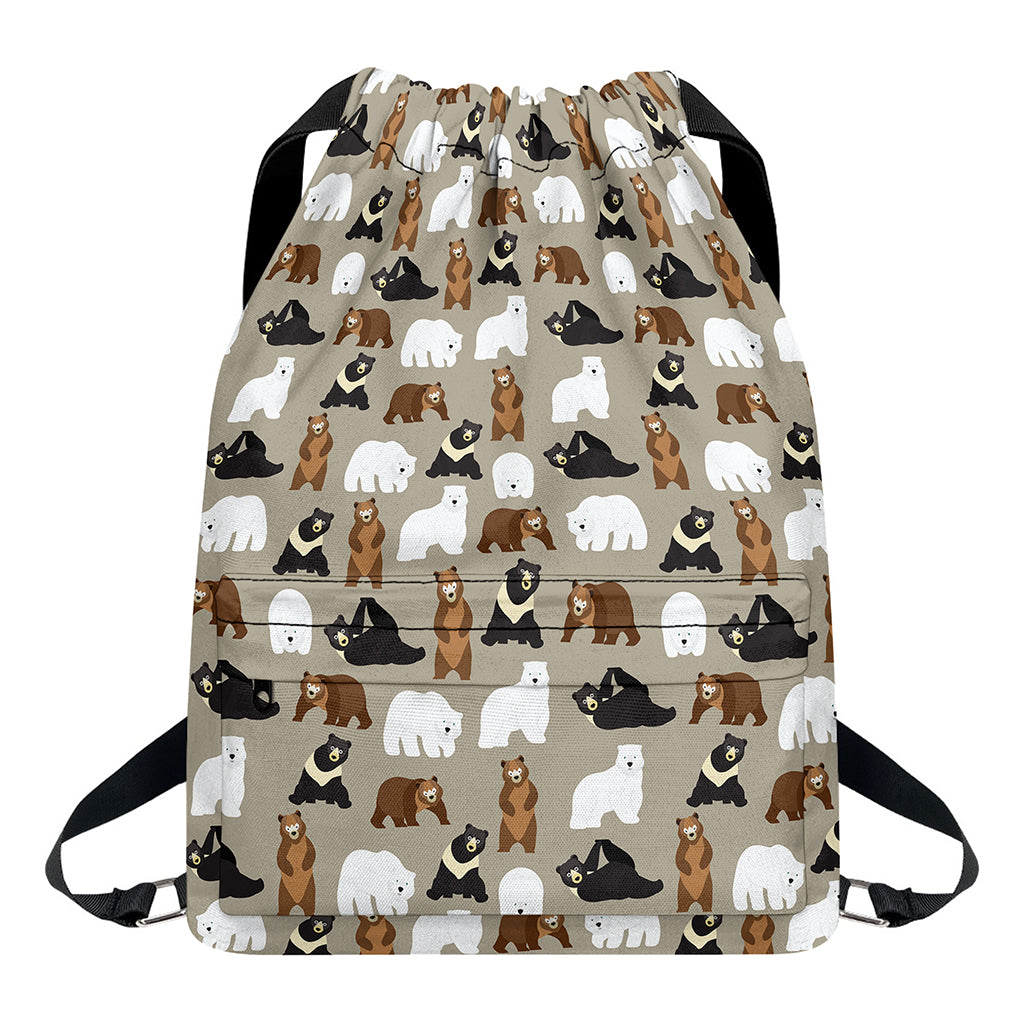 Cute Bear Pattern Print Drawstring Backpack
