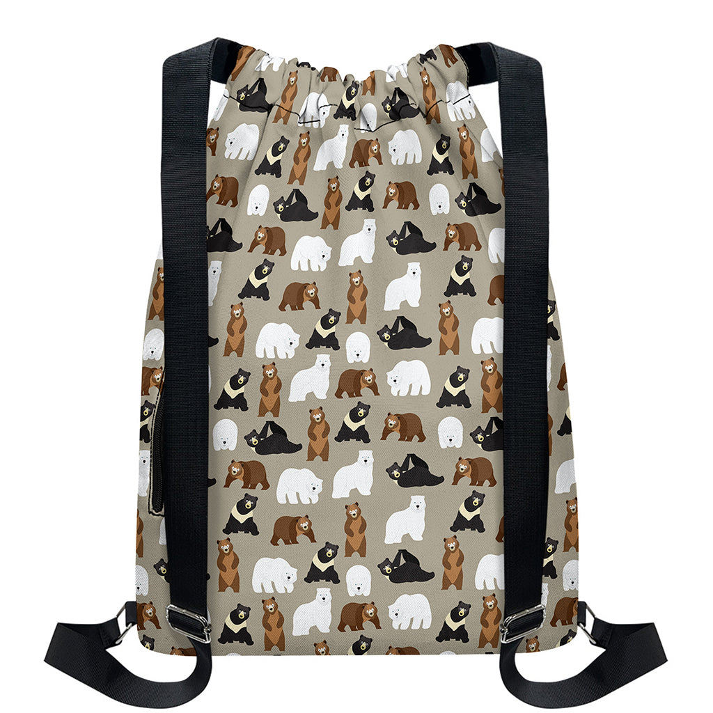 Cute Bear Pattern Print Drawstring Backpack