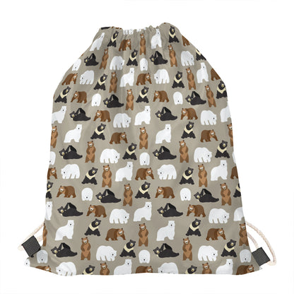 Cute Bear Pattern Print Drawstring Bag