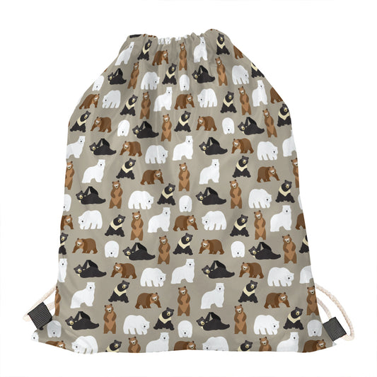 Cute Bear Pattern Print Drawstring Bag