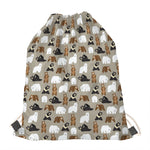 Cute Bear Pattern Print Drawstring Bag
