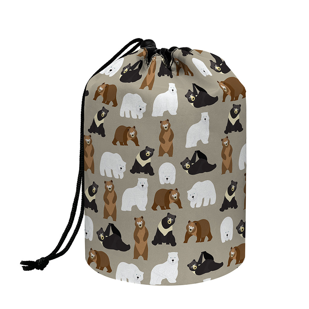 Cute Bear Pattern Print Drawstring Makeup Bag