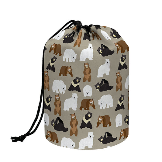 Cute Bear Pattern Print Drawstring Makeup Bag