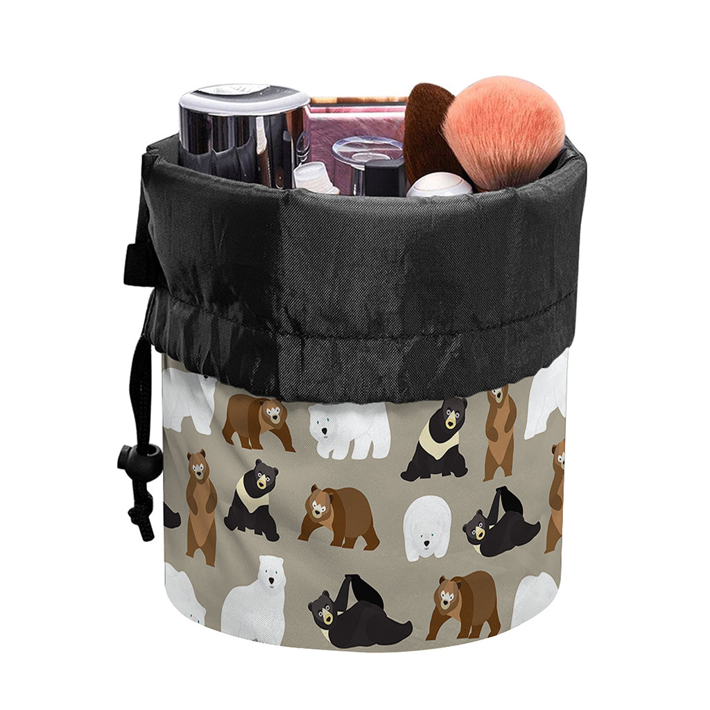 Cute Bear Pattern Print Drawstring Makeup Bag
