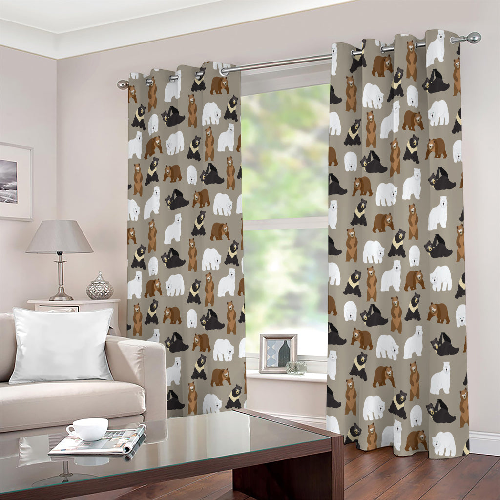 Cute Bear Pattern Print Extra Wide Grommet Curtains