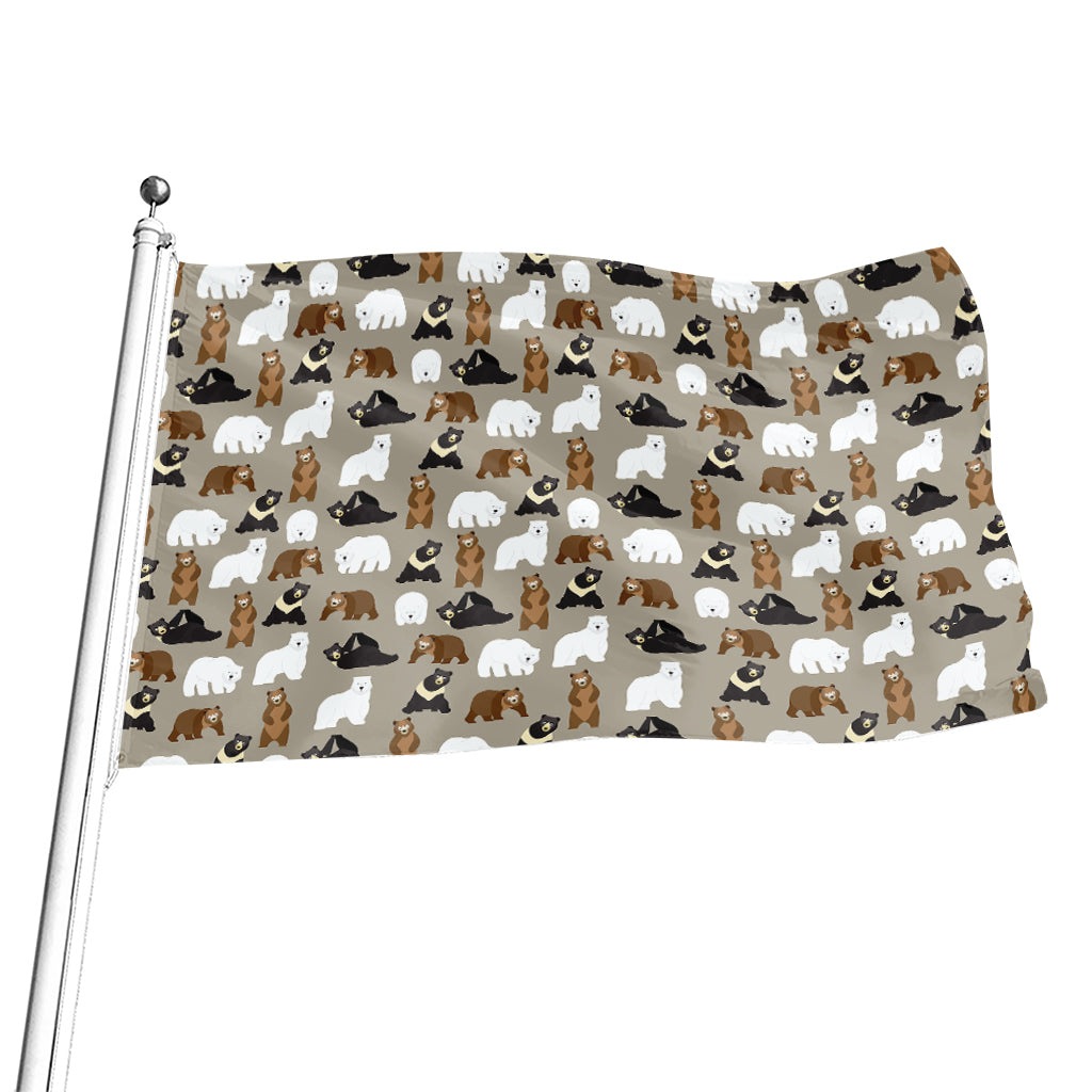 Cute Bear Pattern Print Flag