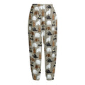 Cute Bear Pattern Print Fleece Lined Knit Pants