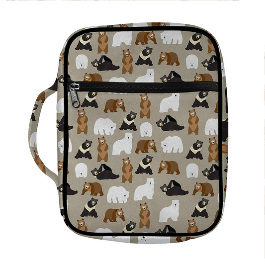 Cute Bear Pattern Print Front Pocket Bible Bag