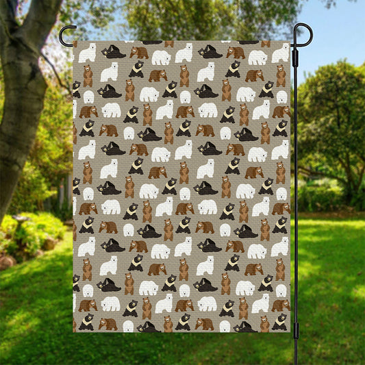 Cute Bear Pattern Print Garden Flag