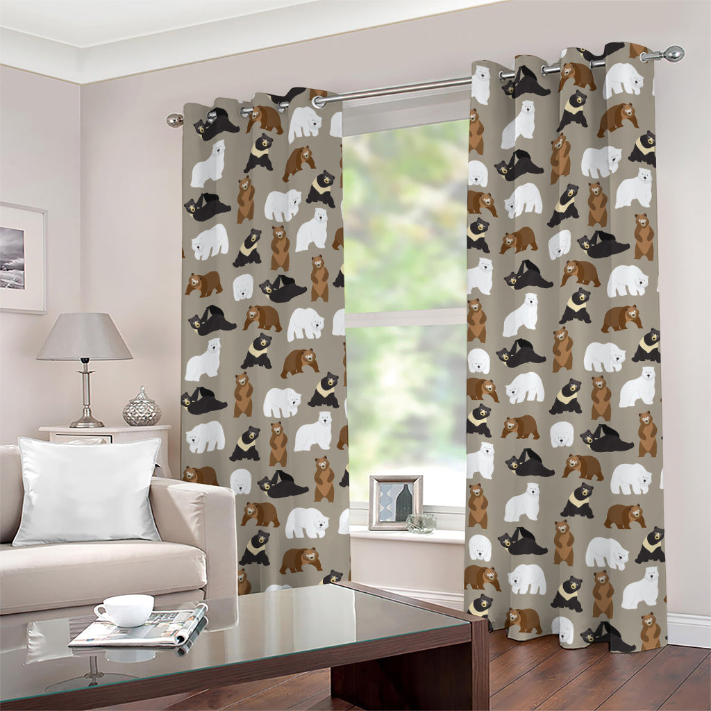 Cute Bear Pattern Print Grommet Curtains