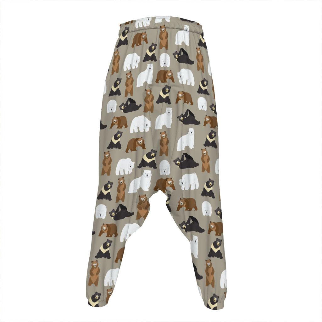 Cute Bear Pattern Print Hammer Pants