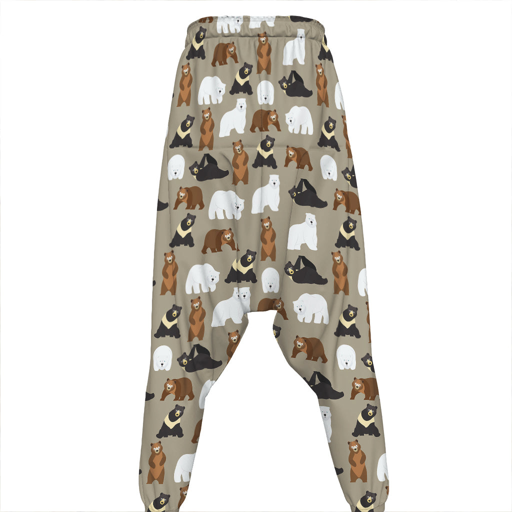 Cute Bear Pattern Print Hammer Pants