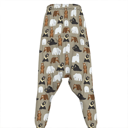 Cute Bear Pattern Print Hammer Pants