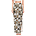 Cute Bear Pattern Print High Slit Maxi Skirt