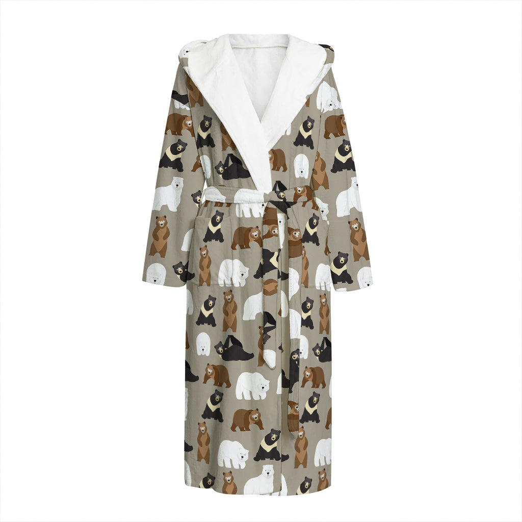 Cute Bear Pattern Print Hooded Bathrobe