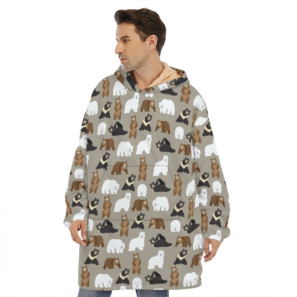 Cute Bear Pattern Print Hoodie Blanket