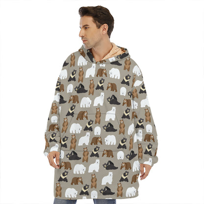 Cute Bear Pattern Print Hoodie Blanket