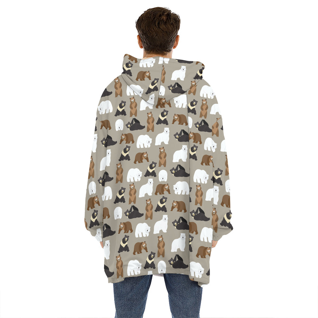 Cute Bear Pattern Print Hoodie Blanket