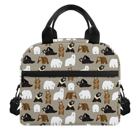 Cute Bear Pattern Print Insulated Lunch Bag