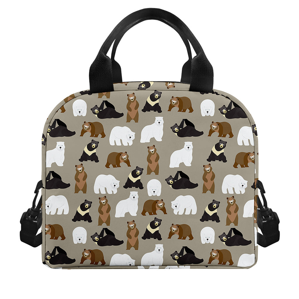 Cute Bear Pattern Print Insulated Lunch Bag