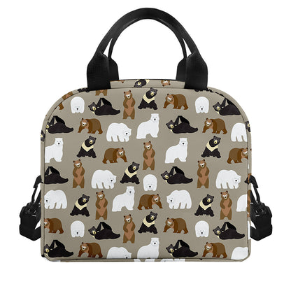Cute Bear Pattern Print Insulated Lunch Bag