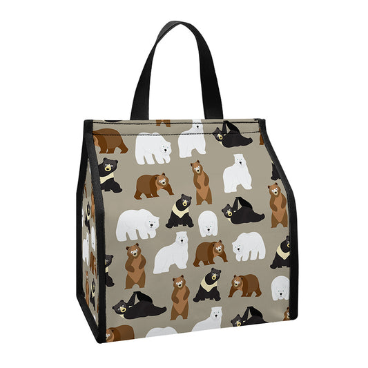 Cute Bear Pattern Print Insulated Lunch Tote