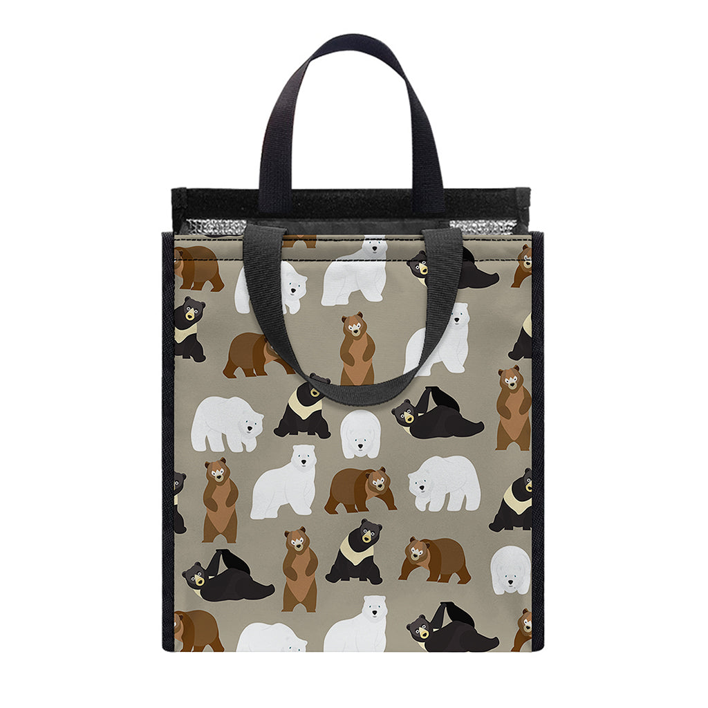 Cute Bear Pattern Print Insulated Lunch Tote