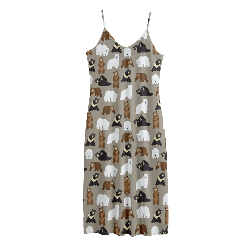 Cute Bear Pattern Print Jersey Midi Cami Dress