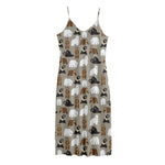 Cute Bear Pattern Print Jersey Midi Cami Dress