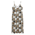 Cute Bear Pattern Print Jersey Midi Cami Dress