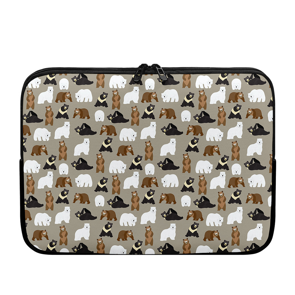 Cute Bear Pattern Print Laptop Sleeve