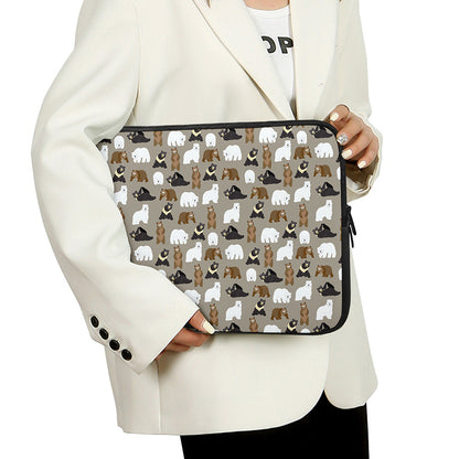 Cute Bear Pattern Print Laptop Sleeve
