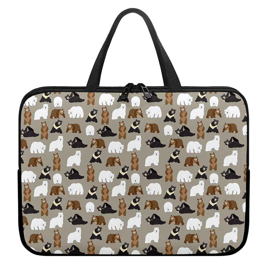 Cute Bear Pattern Print Laptop Sleeve With Handle