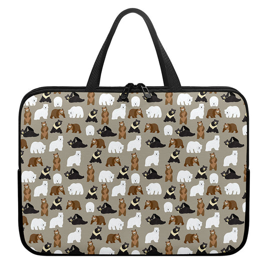 Cute Bear Pattern Print Laptop Sleeve With Handle