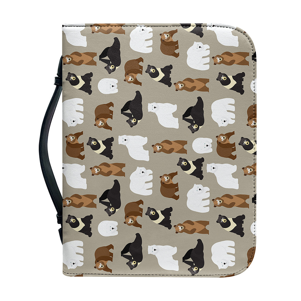 Cute Bear Pattern Print Leather Bible Cover