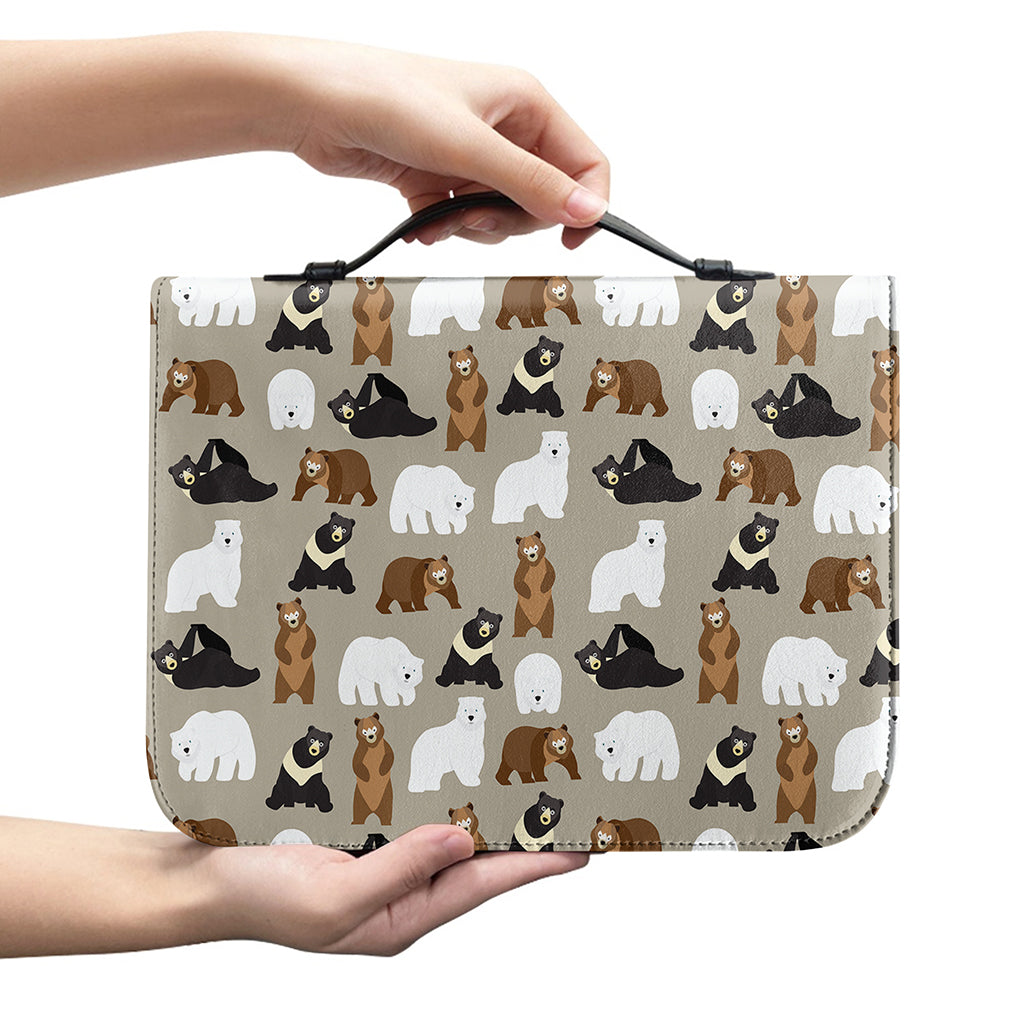 Cute Bear Pattern Print Leather Bible Cover