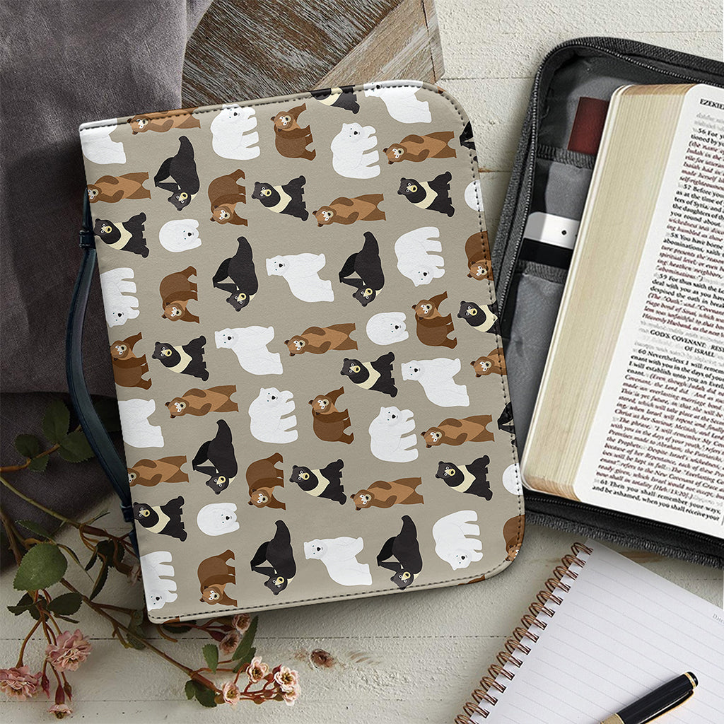 Cute Bear Pattern Print Leather Bible Cover