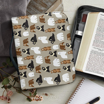 Cute Bear Pattern Print Leather Bible Cover