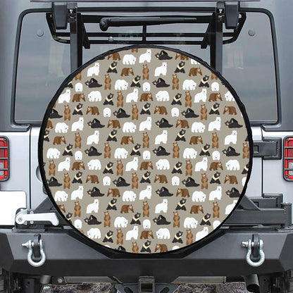 Cute Bear Pattern Print Leather Spare Tire Cover