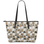 Cute Bear Pattern Print Leather Tote Bag