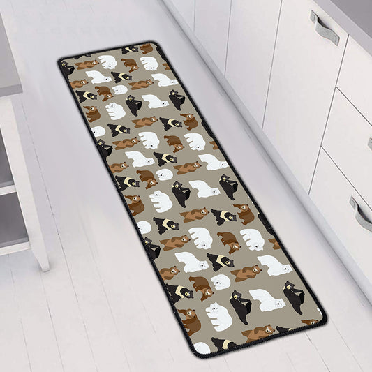 Cute Bear Pattern Print Long Kitchen Mat