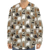 Cute Bear Pattern Print Long Sleeve Baseball Jersey