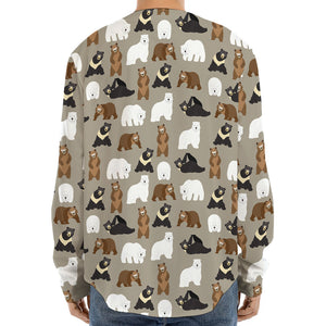 Cute Bear Pattern Print Long Sleeve Baseball Jersey