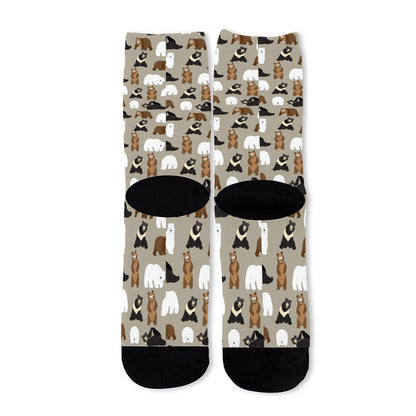 Cute Bear Pattern Print Long Socks