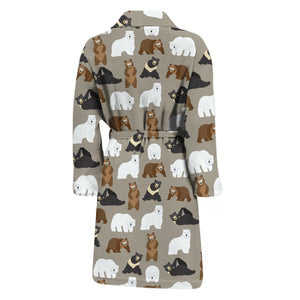 Cute Bear Pattern Print Men's Bathrobe