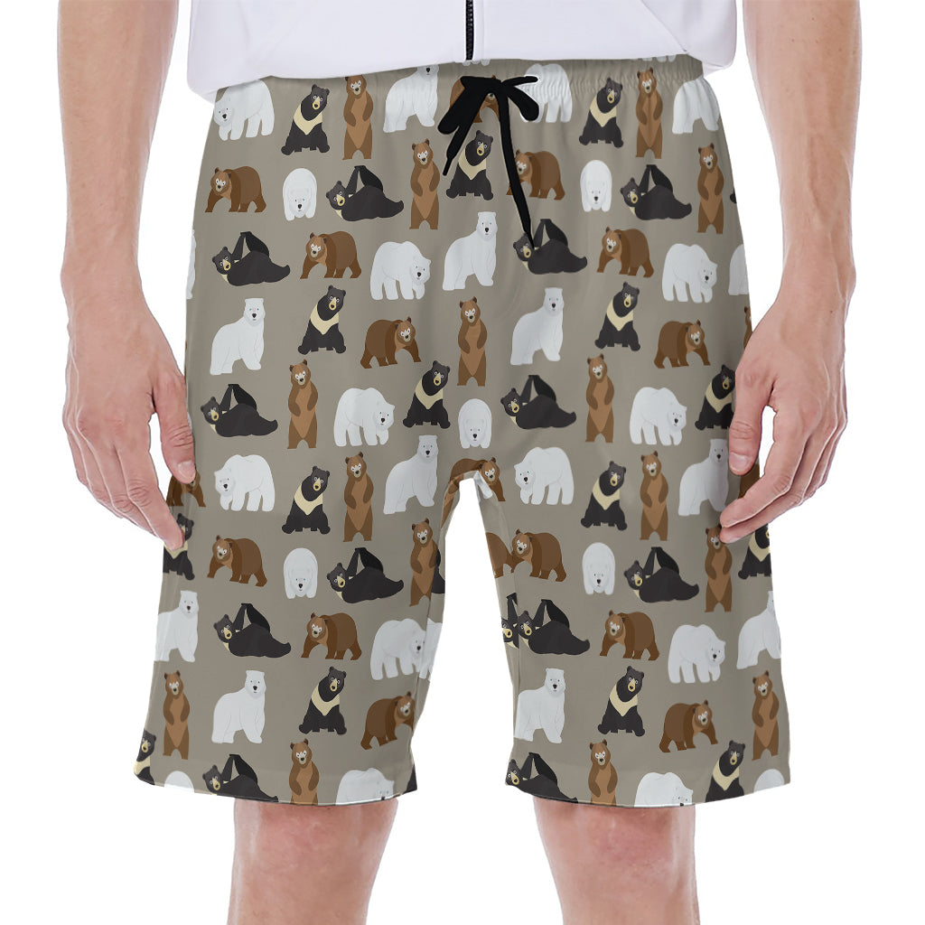 Cute Bear Pattern Print Men's Beach Shorts